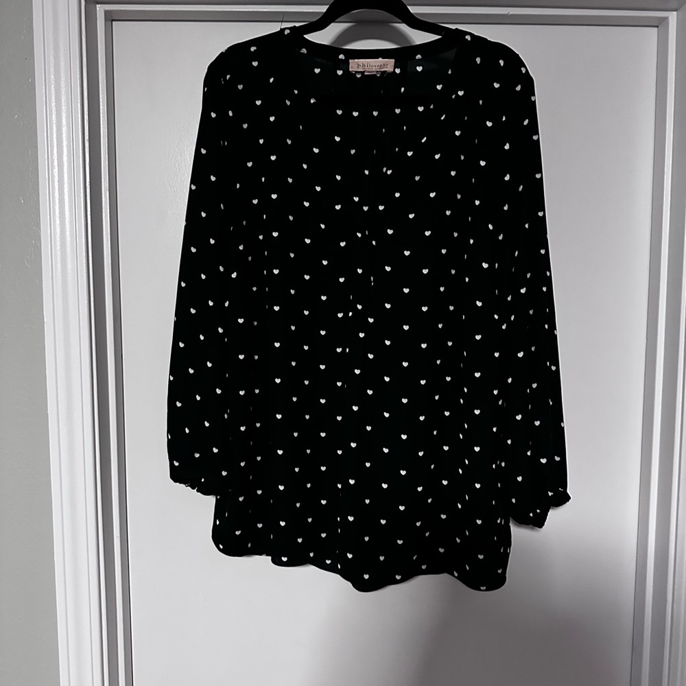 Philosophy Black and White Peter Pan Collar Blouse